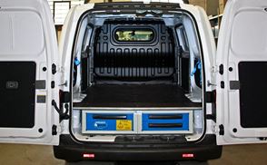 A Nissan NV200 fitted with an under-floor drawer system by Syncro System North America